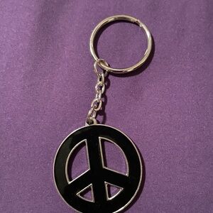 Black Peace Sign Keychain